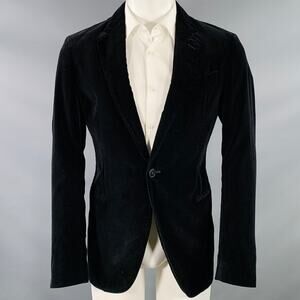 ARMANI COLLEZIONI Size 38 Regular Black Velvet Cotton Sport Coat